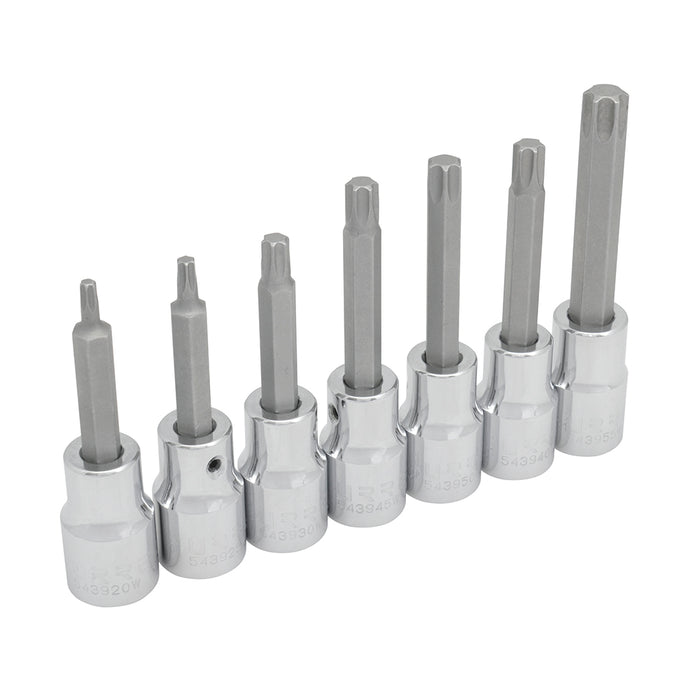 Juego de dados con punta torx cuadro de 1/2", en riel, 7 piezas Urrea