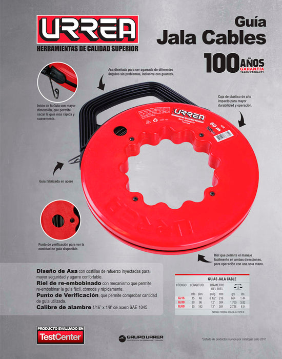 Guía para cable 15 m Urrea
