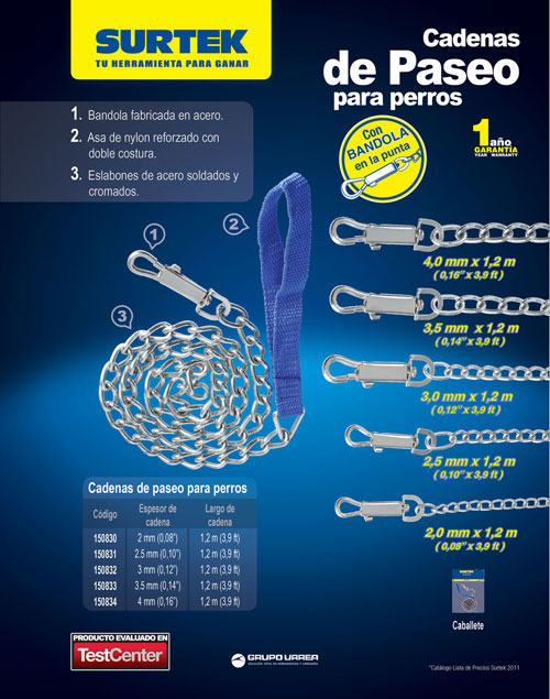 Cadena de paseo 2.5 mm x 1.2 m Surtek