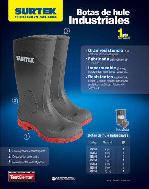 Botas de seguridad de PVC industriales #30 cm Surtek