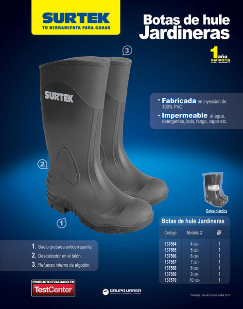 Botas plásticas jardineras #29 cm Surtek