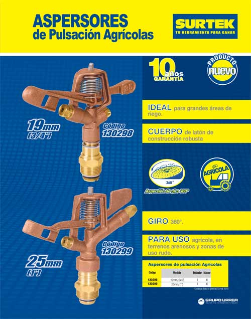 Aspersor agrícola por pulsación 3/4" GHT Surtek
