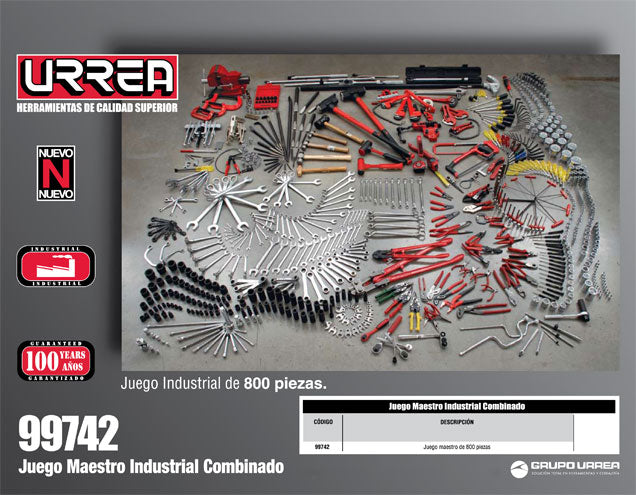 Juego maestro industrial combinado 785 piezas, sin gabinete Urrea