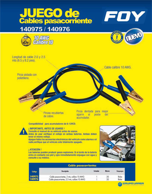 Cables pasa corriente, 2.5 m Foy