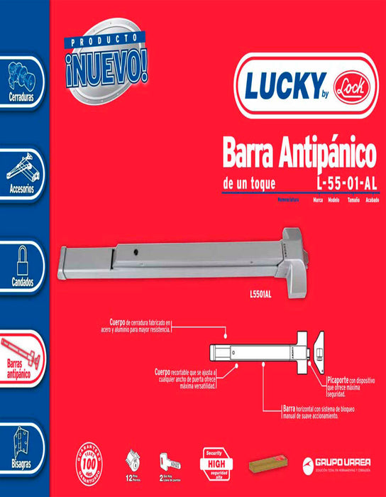 Barra antipánico de toque 1 punto Prolok