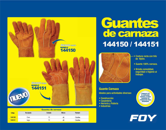 Guantes de carnaza puño corto unitalla Foy