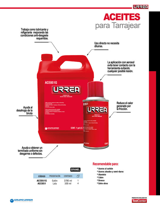 Aceite para tarraja de 110 ml Urrea