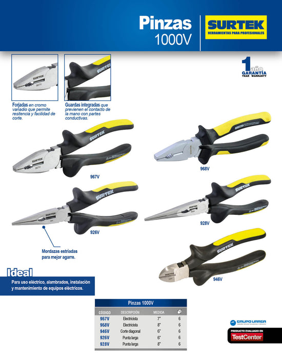Pinza de 1000 V de 7" universal Surtek