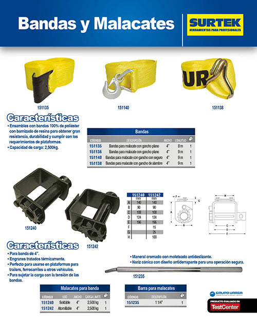 Malacate para banda de 4", atornillable Surtek