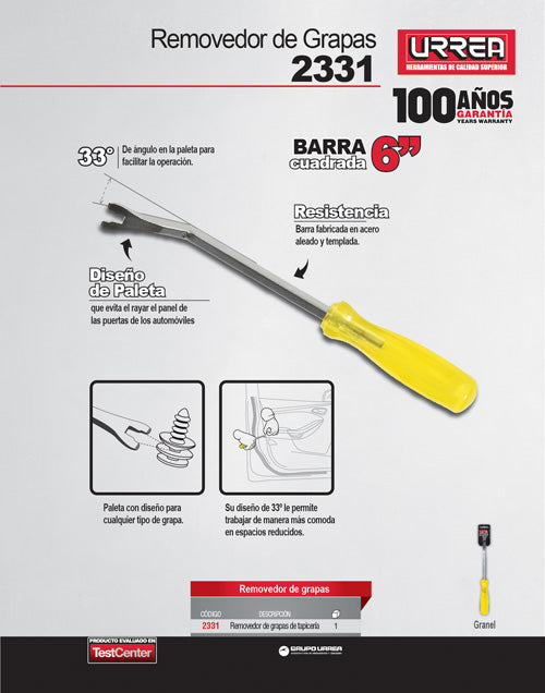 Removedor de grapas de tapiceria 6" Urrea