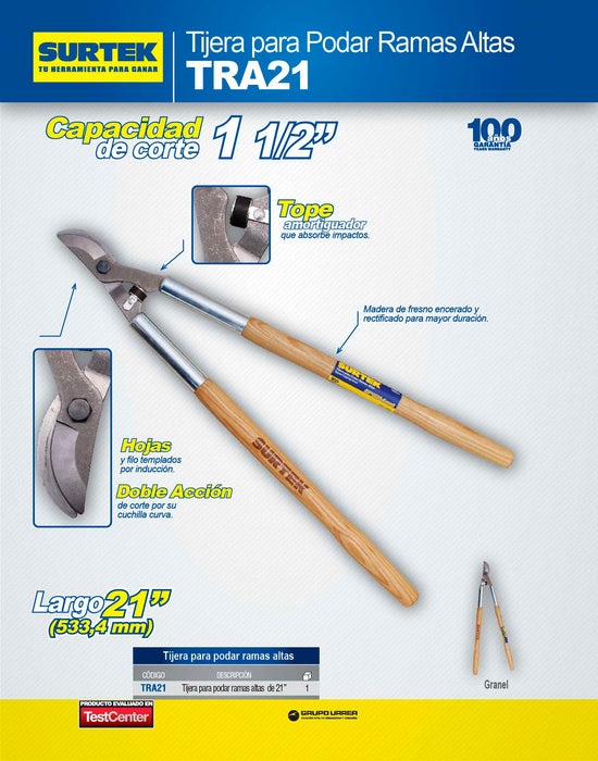 Tijeras para ramas altas 21" de madera Surtek