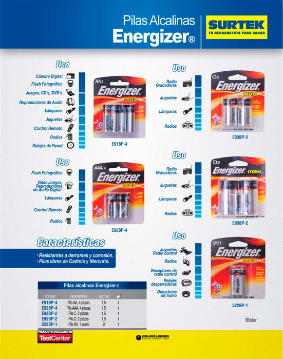 Pila alcalina Energizer® "C", 2 piezas Surtek