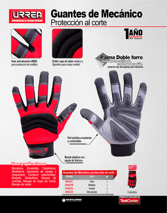 Guantes de mecánico con protección al corte G Urrea