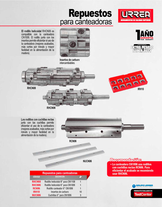Insertos para rodillo helicoidal, 10 piezas Urrea