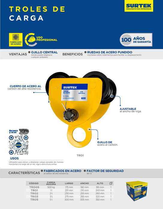 Trole carga 0.5t Surtek