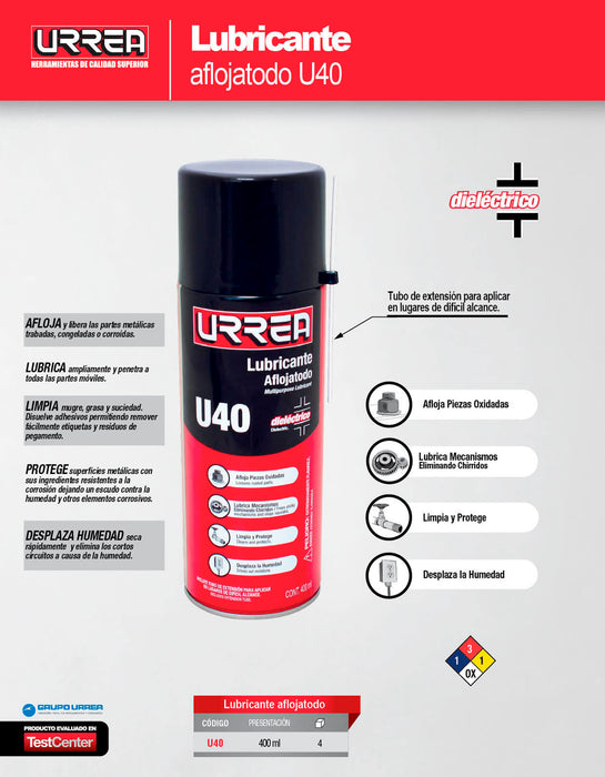 Aceite aflojatodo dieléctrico 400 ml Urrea