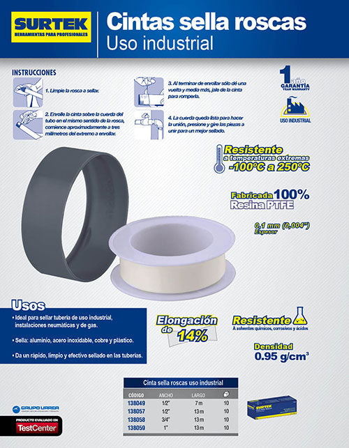 Cinta sella roscas 24 mm x 13 m Surtek