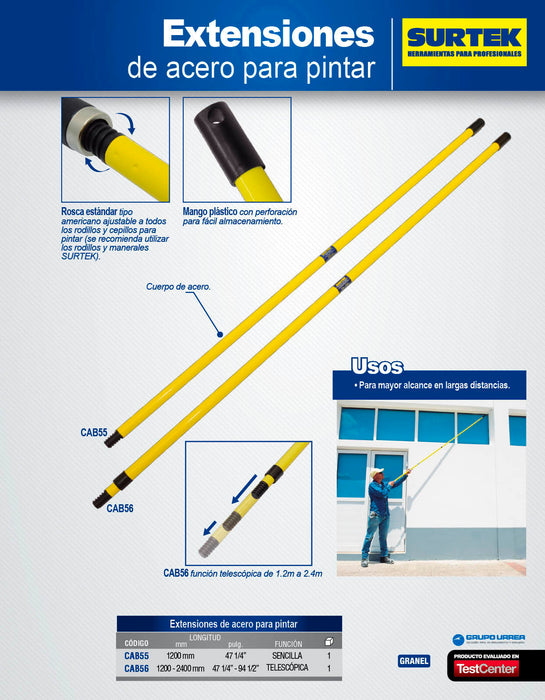 Extensión de acero telescópica para pintar 2.4 m Surtek