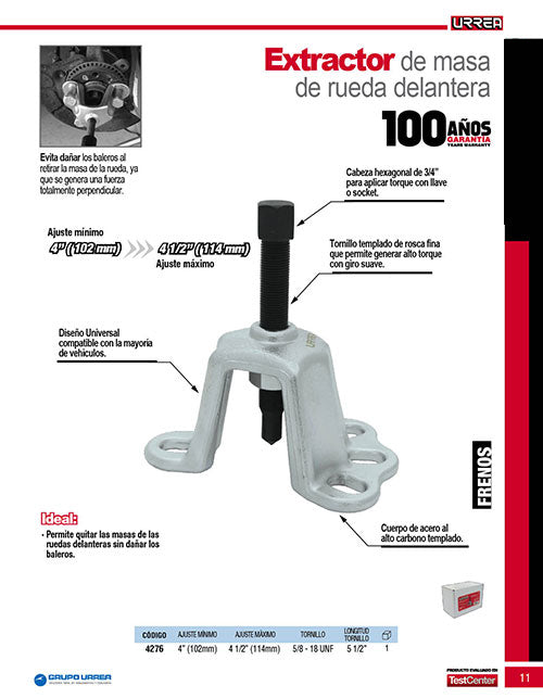 Extractor de masa de ruedas delanteras Urrea