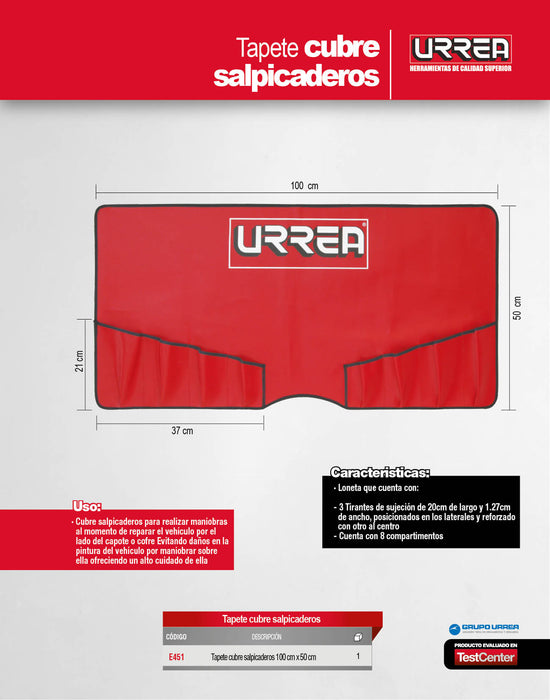 Tapete cubre salpicaderas 99 cm x 49 cm Urrea