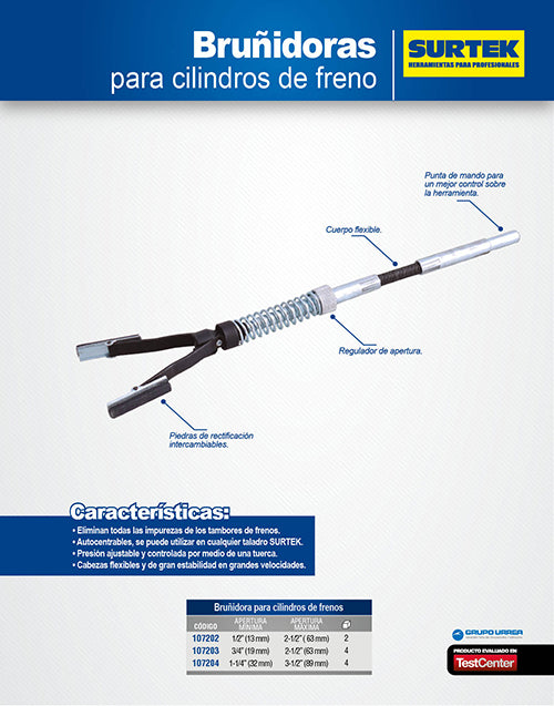 Bruñidora para frenos de tambor de 3/4" a 2-1/2" Surtek