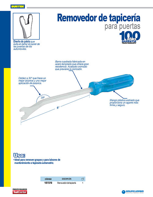 Removedor de grapas de tapiceria 6" Surtek