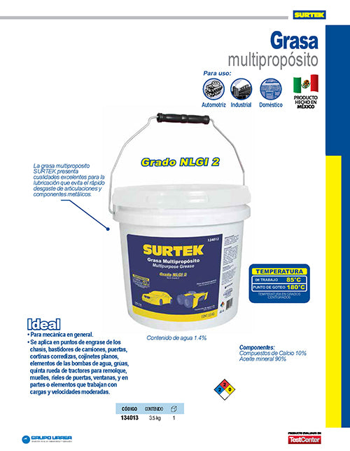 Grasa multipropósito 3.5 kg Surtek