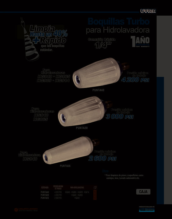 Punta turbo para lanza de hidrolavadora a gasolina HG840 y HG865 Urrea
