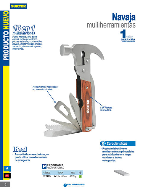 Multiherramienta 16 en 1 Surtek