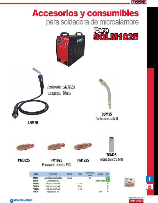Cuello antorcha para soldadora SOLM1025 Urrea