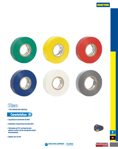 Cinta azul para aislar 19 mm x 9 m Surtek