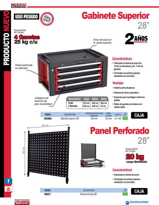 Panel perforado para gabinetes serie HD Urrea