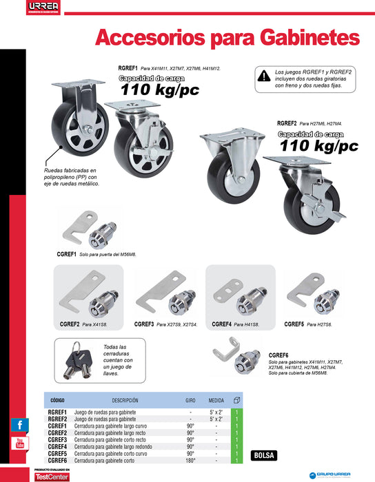 Juego de cerradura para gabinete M56M8, M56S7 Urrea