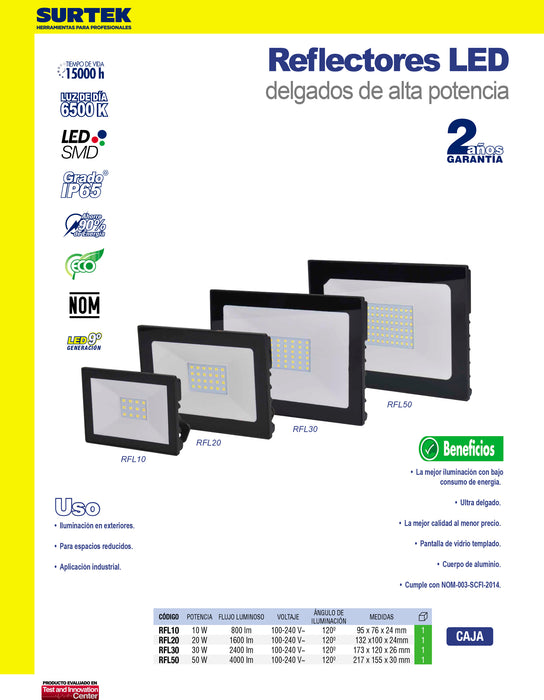 Reflector de LED SMD delgado 20 W de 1,600 lm Surtek