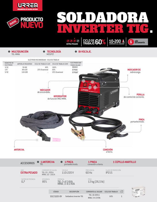 Antorcha para soldadora SOLT1020-BV Urrea