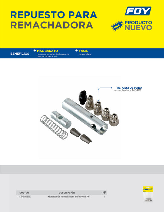 Juego de refacción para remachadora manual de nariz larga Foy