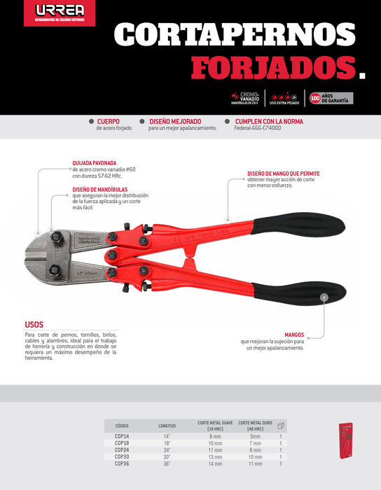 Cortapernos forjado 14" Urrea