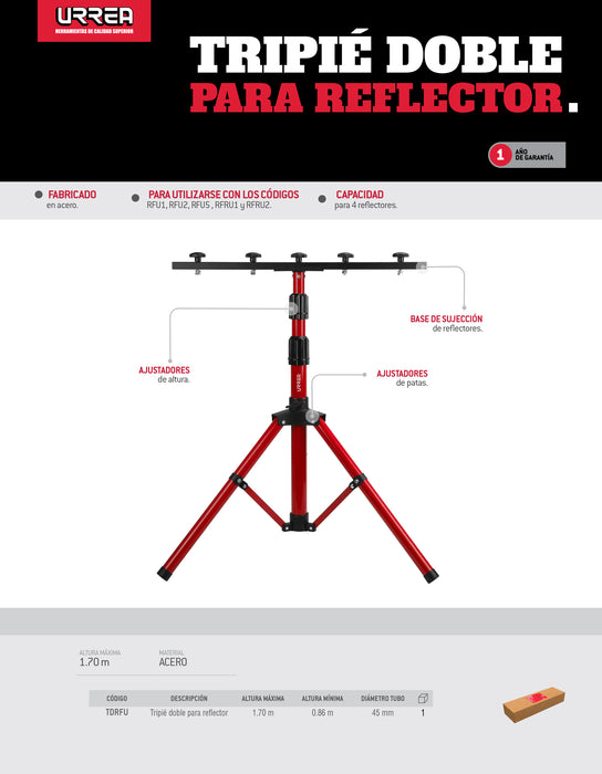 Tripié doble para reflector 1.70 m Urrea