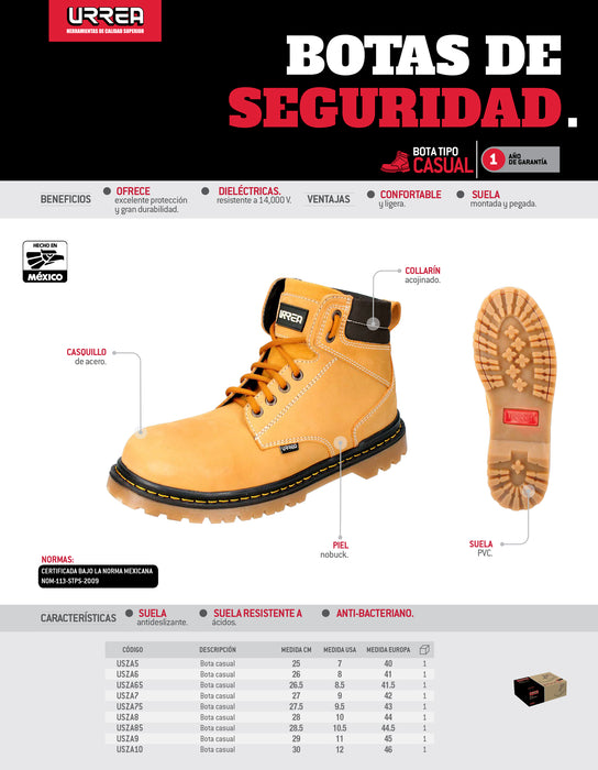 Botas de seguridad dieléctricas tipo casual con casquillo de acero #26 cm Urrea