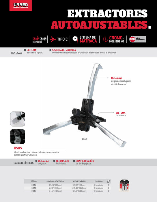 Extractor autoajustable 2 o 3 quijadas tipo "C" 7 ton Urrea