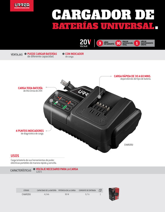 Cargador de baterías universal Urrea