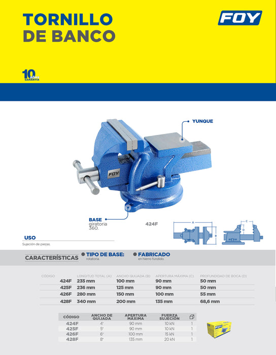 Tornillo de banco 8" Foy