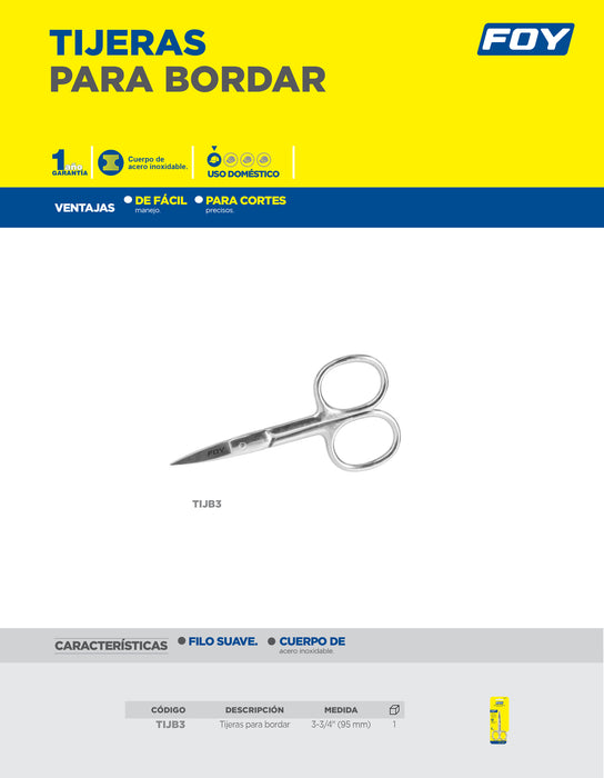 Tijeras para bordar 3-3/4" Foy