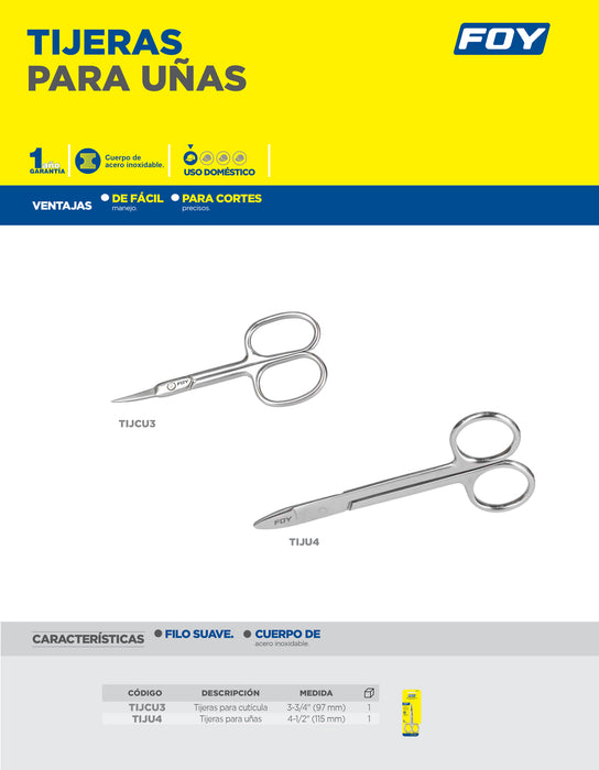 Tijeras para uñas 4-1/2" Foy