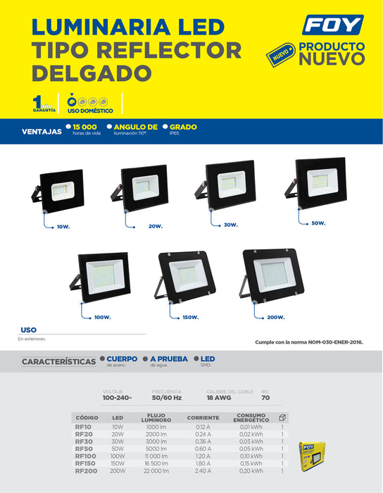 Reflector de LED SMD delgado 200 W de 22,000 lm Foy
