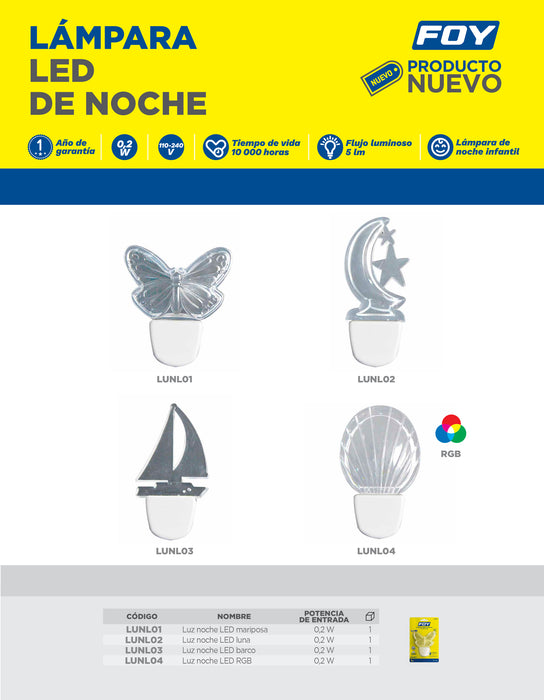 Lámpara decorativa de noche LED, RGB 0.2 W Foy
