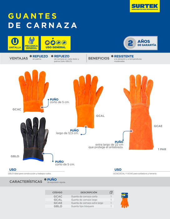 Guantes tipo bloquero unitalla Surtek