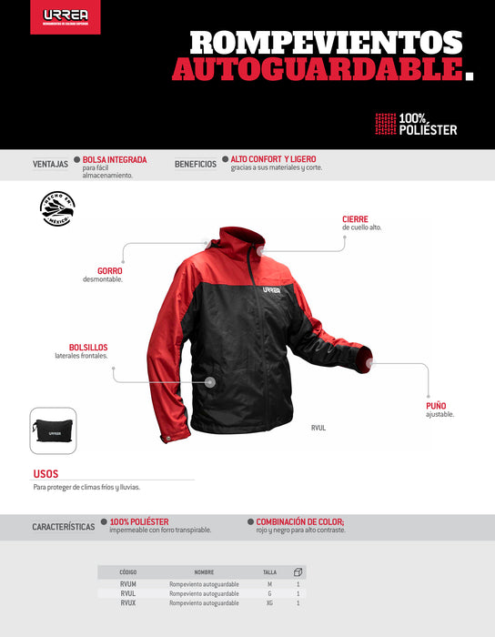 Rompevientos autoguardable talla XL Urrea