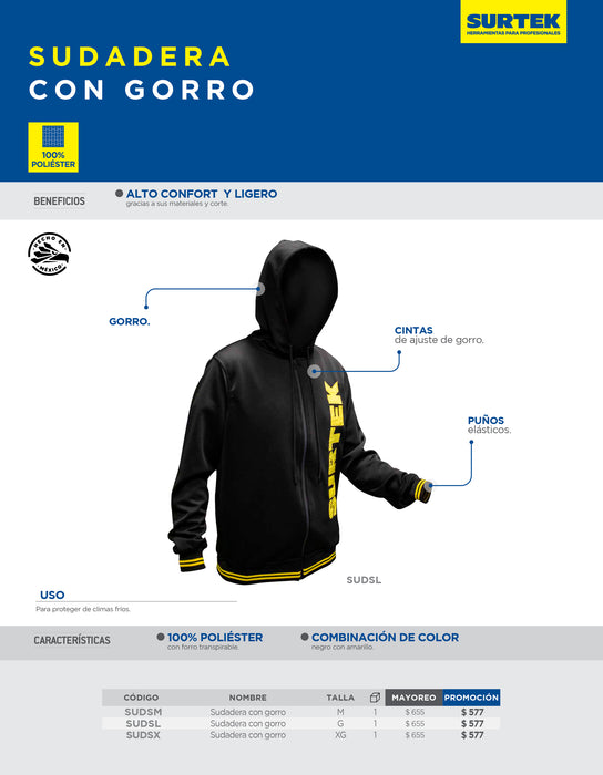 Sudadera con gorro talla L Surtek