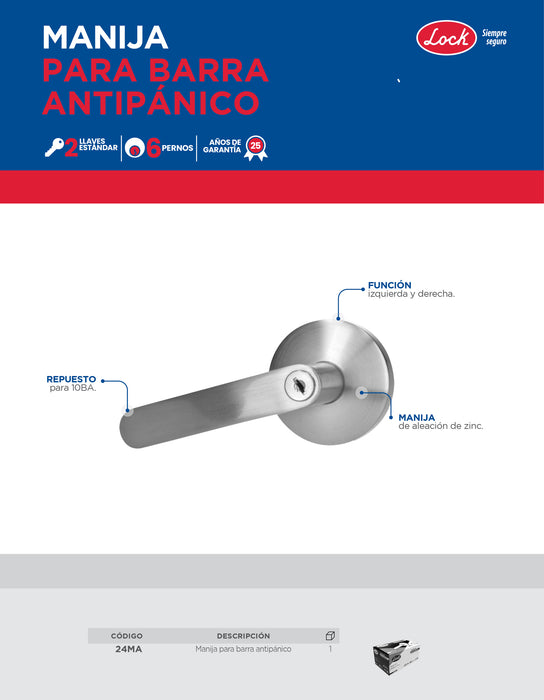 Manija recta para barra antipánico Lock